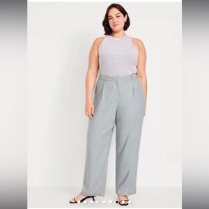 Linen blend extra high rise Taylor wide leg trousers size 2X
